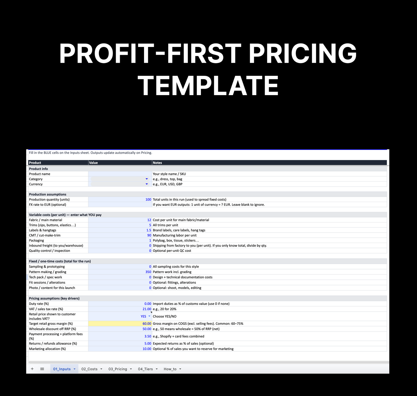 PROFIT-FIRST PRICING TEMPLATE